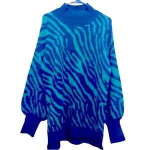Green and black zebra mock sweater size large